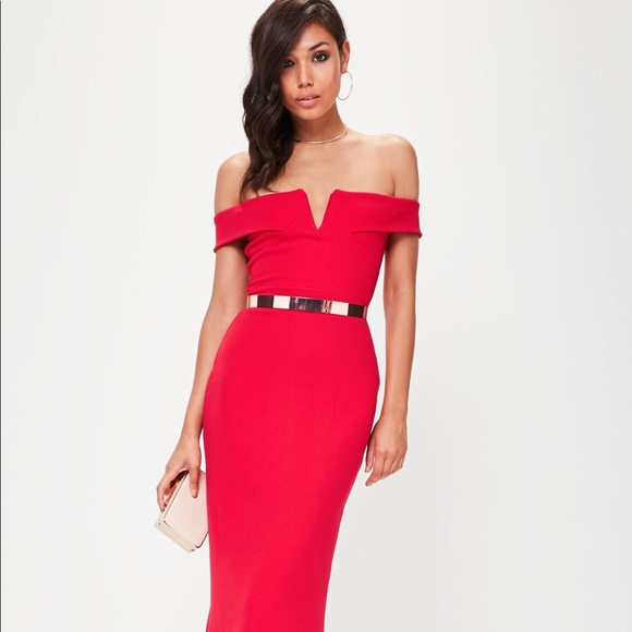 Missguided Dresses & Skirts - Missguided Red Scuba Fishtail Maxi Dress